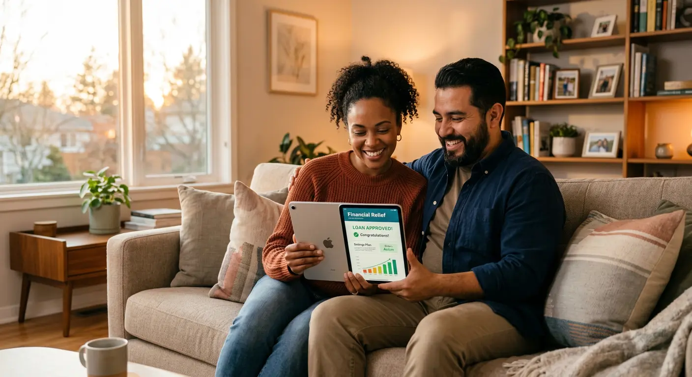 Couple reviewing financial options together